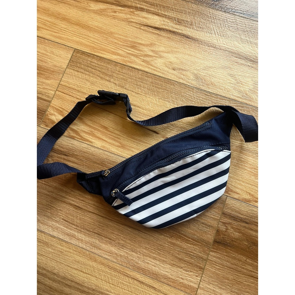 Navy White Striped Fanny Pack Waist Bag Belt Bag Travel Boho Vacation Athleisure